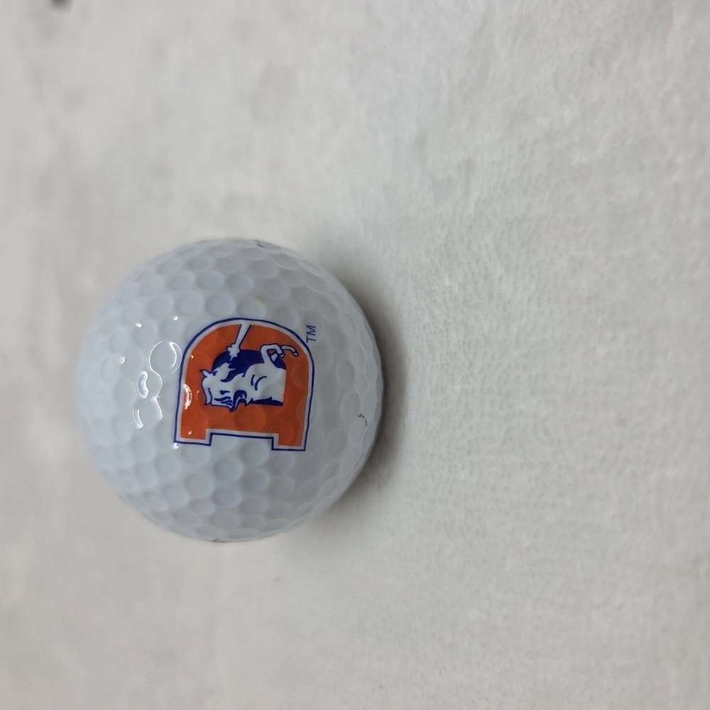 White Golf Ball with Orange and Blue Logo Denver Broncos